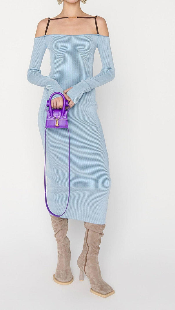Trägerloses Bandage-Minikleid mit Hohlsaum in Braun