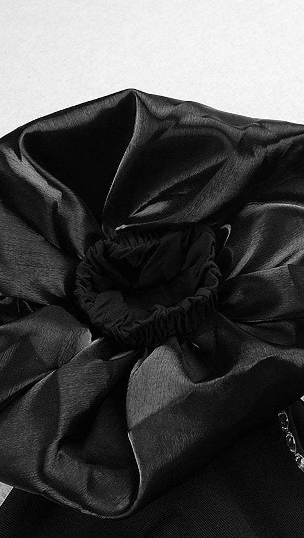 AIIZIE PUFF SLEEVE BANDAGE MINI DRESS IN BLACK - product image
