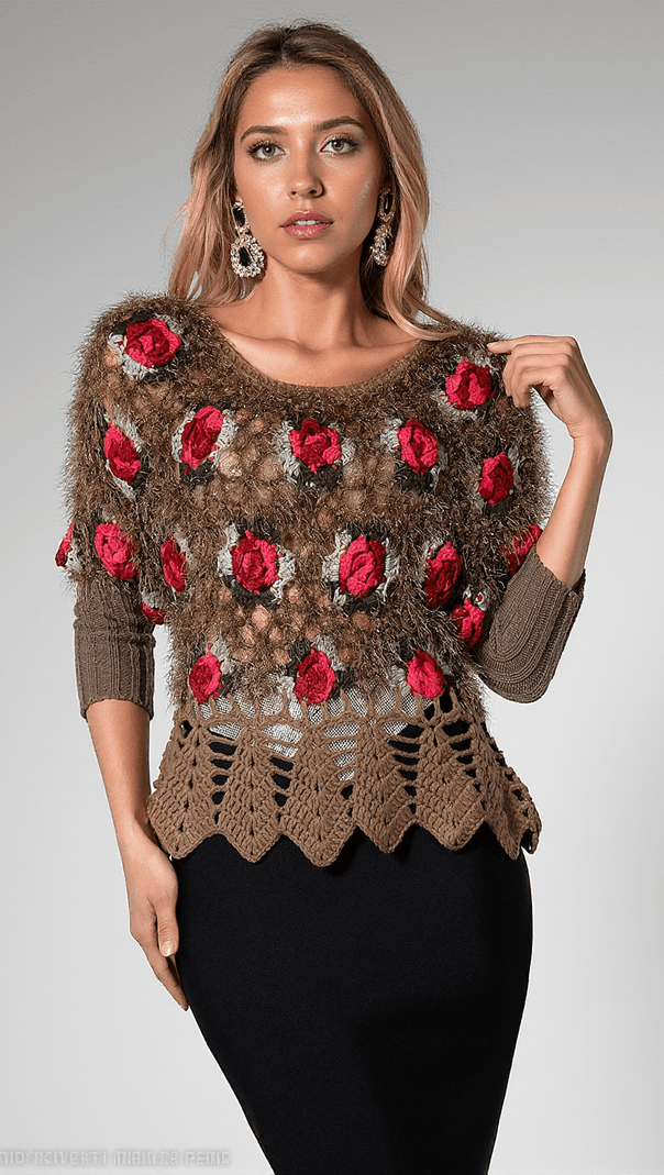 AIIZIE NADEEN 3D FLOWER CROCHET SWEATER - product image
