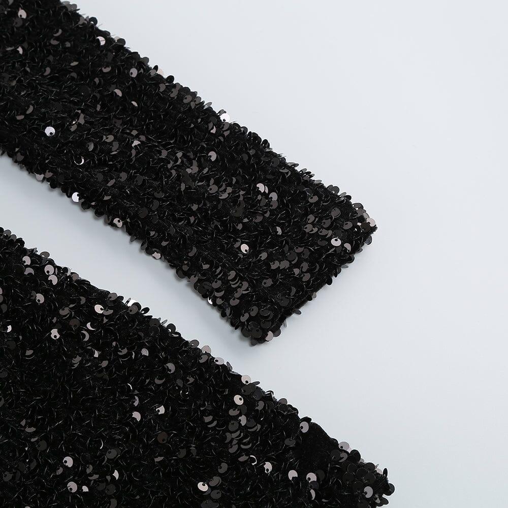 AIIZIE BLACK PATCHWORK SEQUINS SLIMMING MINI DRESS - product image