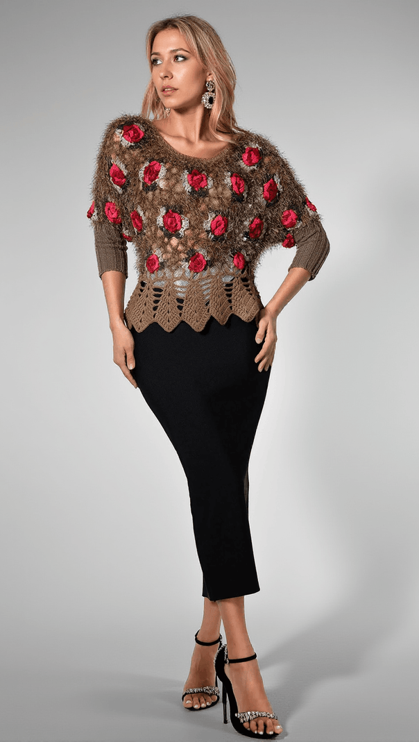 AIIZIE NADEEN 3D FLOWER CROCHET SWEATER - product image