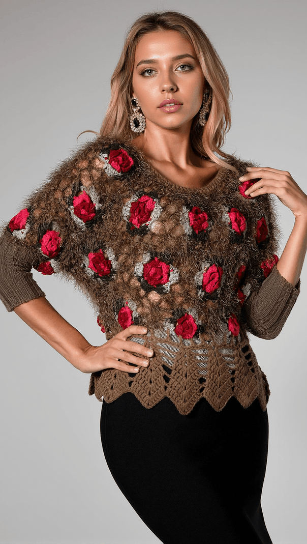 AIIZIE NADEEN 3D FLOWER CROCHET SWEATER - product image