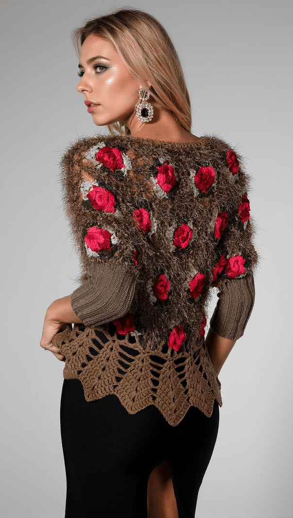 AIIZIE NADEEN 3D FLOWER CROCHET SWEATER - product image
