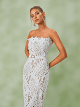 Despina White Lace Midi Dress