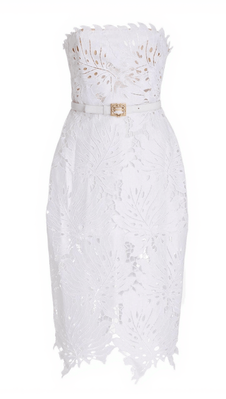 DESPINA WHITE LACE MIDI DRESS