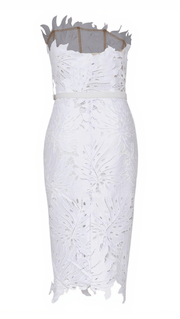 AIIZIE DESPINA WHITE LACE MIDI DRESS - product image