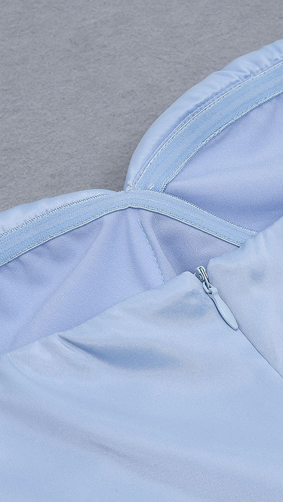 STRAPLESS PUFF SLEEVES MIDI DRESS IN BLUE