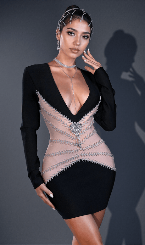 Kamila Diamond Crystal Flowers Dress