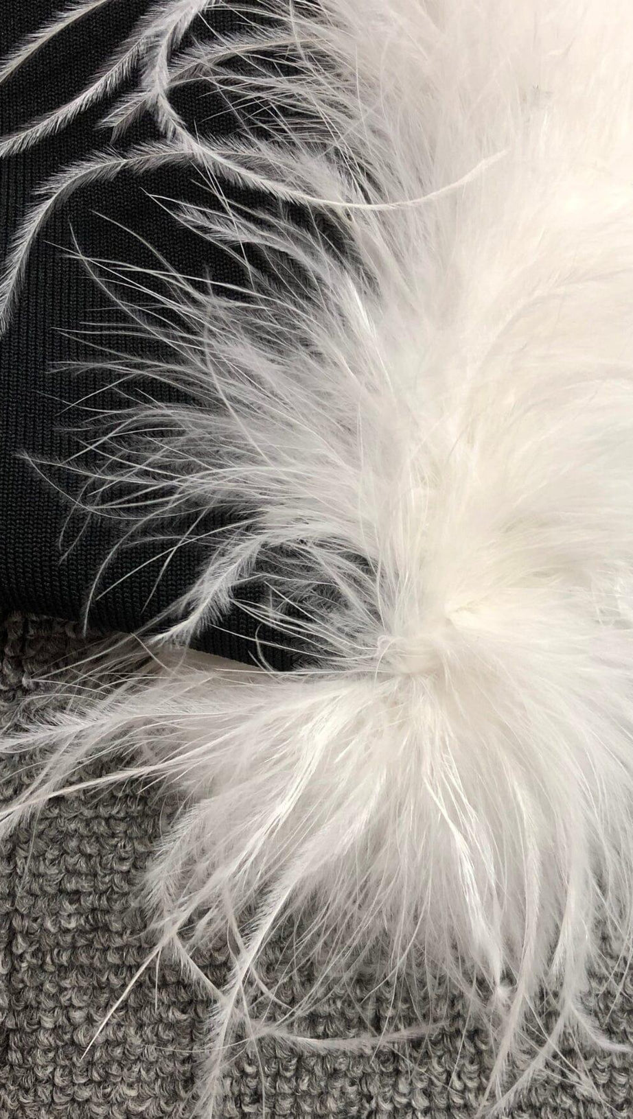 BLACK OFF SHOULDER FEATHERS MAXI BANDAGE DRESS