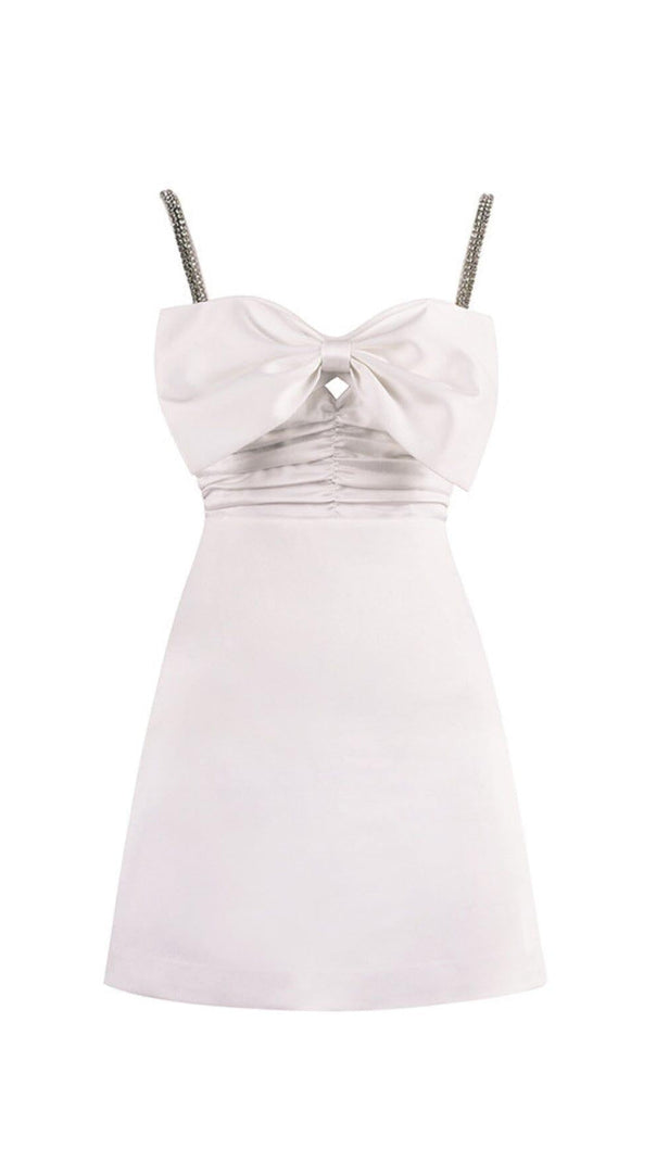 AIIZIE CRYSTAL SATIN MINI DRESS IN WHITE - product image