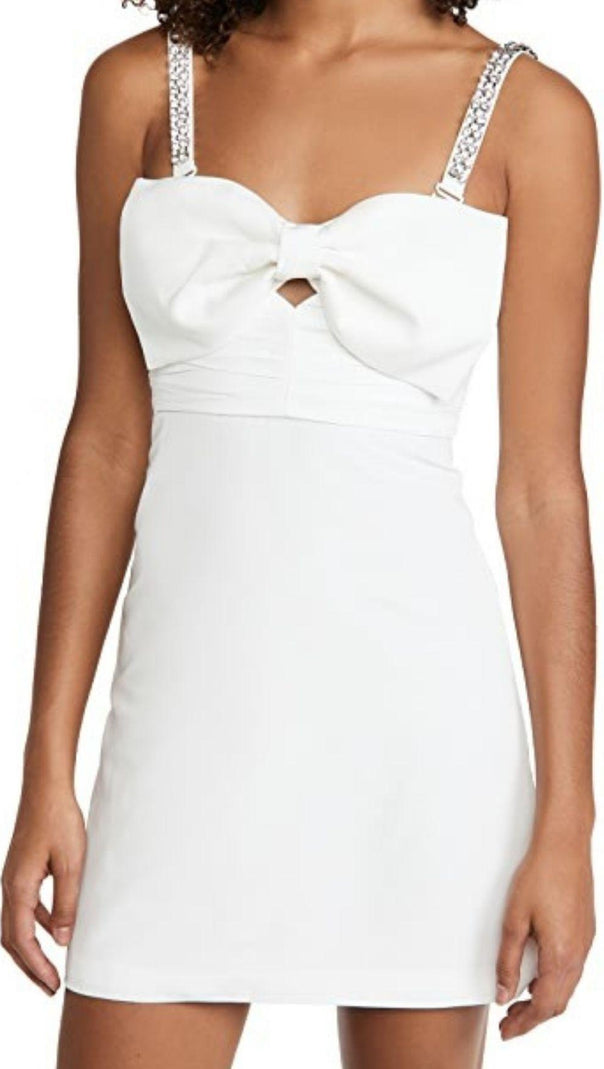 AIIZIE CRYSTAL SATIN MINI DRESS IN WHITE - product image