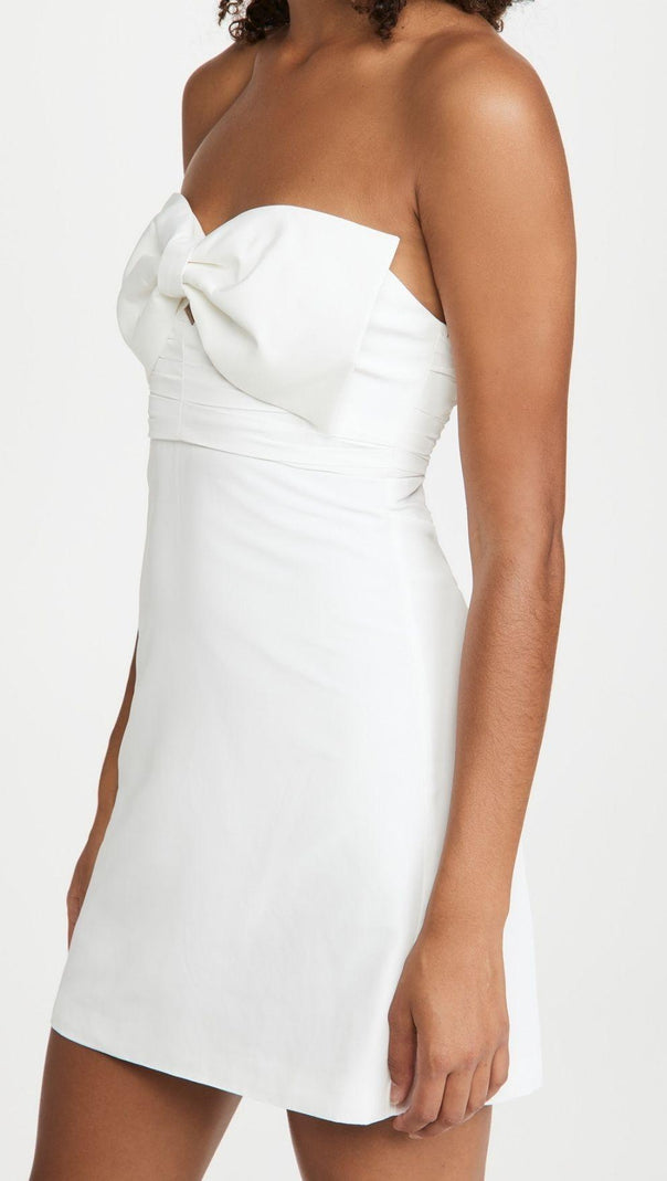 AIIZIE CRYSTAL SATIN MINI DRESS IN WHITE - product image