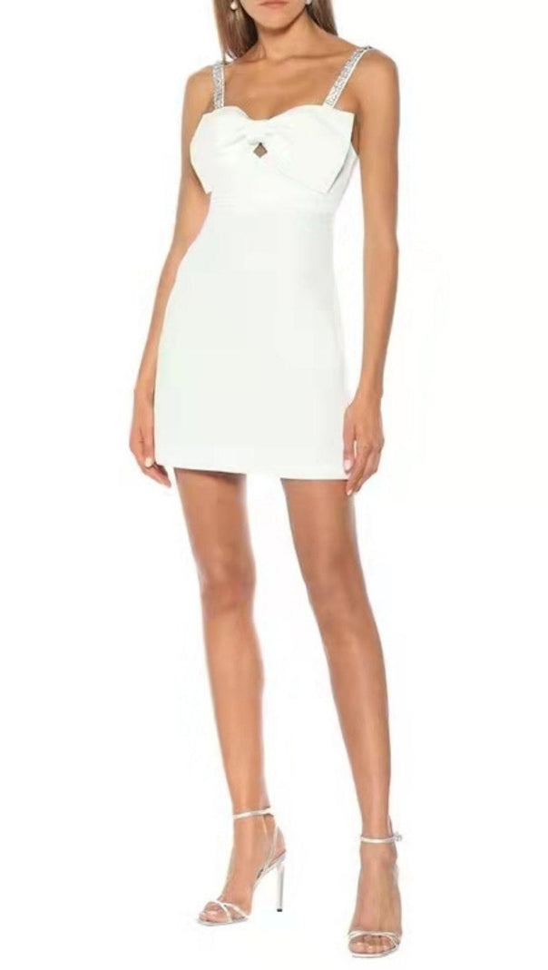 AIIZIE CRYSTAL SATIN MINI DRESS IN WHITE - product image