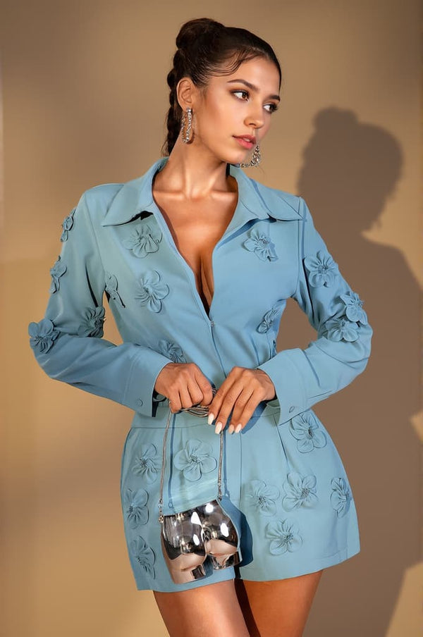 Mihalis Lapel 3D Floral Jumpsuit