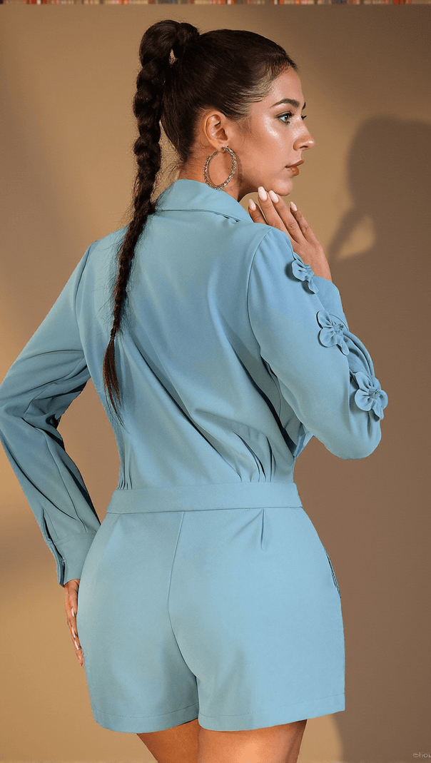 AIIZIE MIHALIS LAPEL 3D FLORAL JUMPSUIT - product image