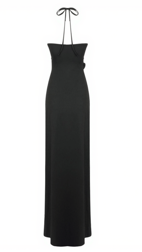 DORCAS HALTERNECK CUTOUT MAXI DRESS IN BLACK