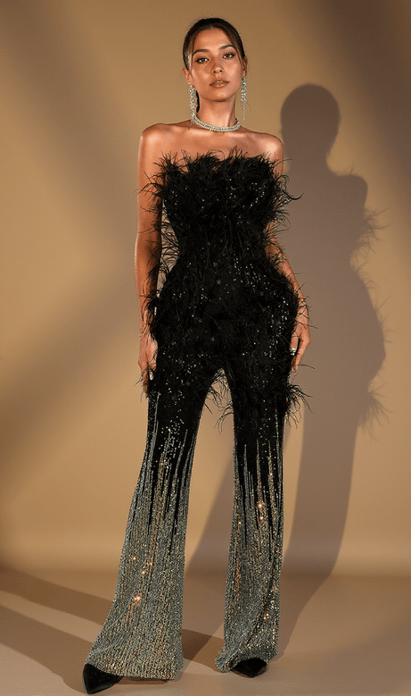 Damari Jumpsuit mit Federpailletten