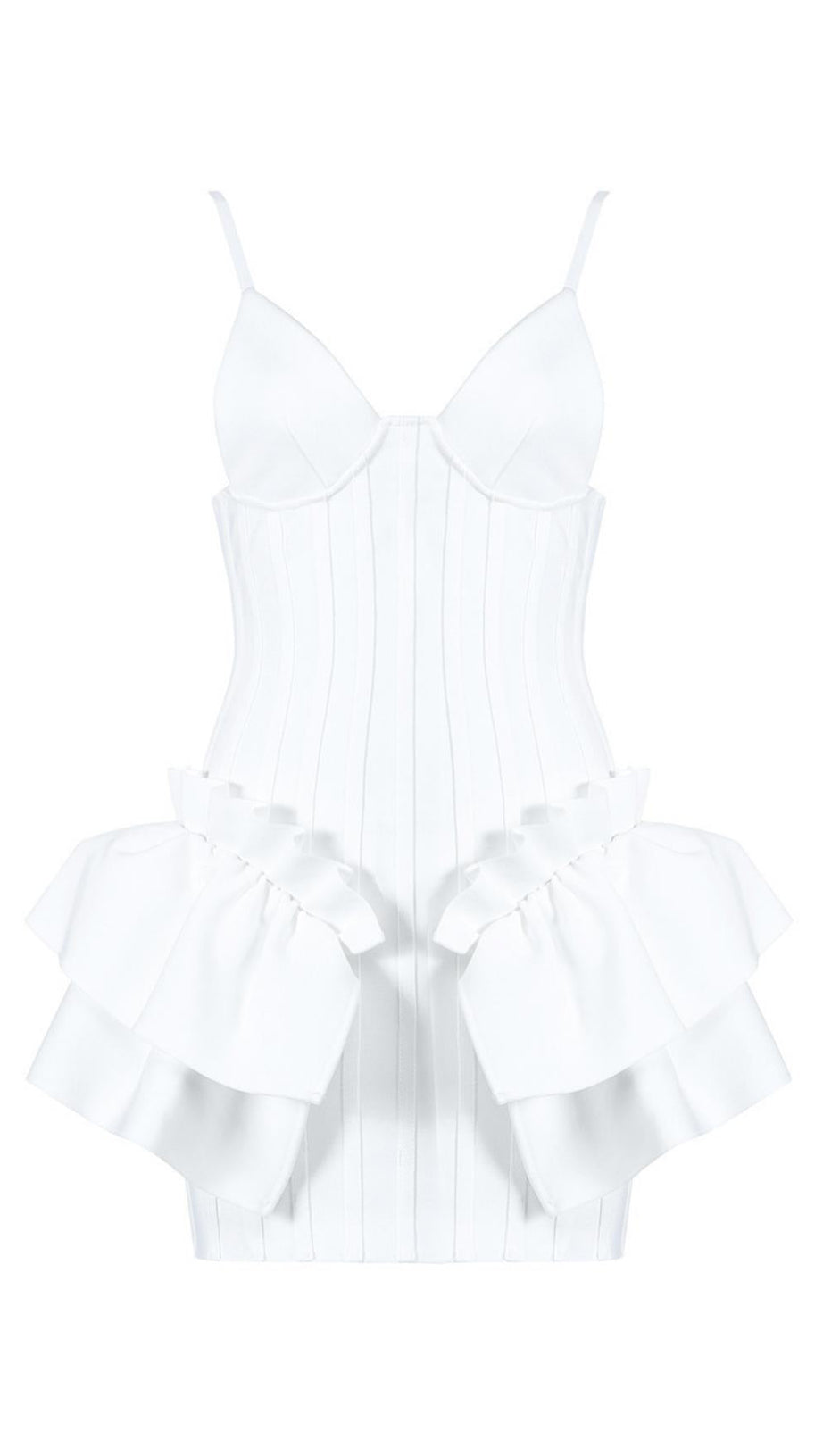 FRILLY BANDAGE MINI DRESS IN WHITE