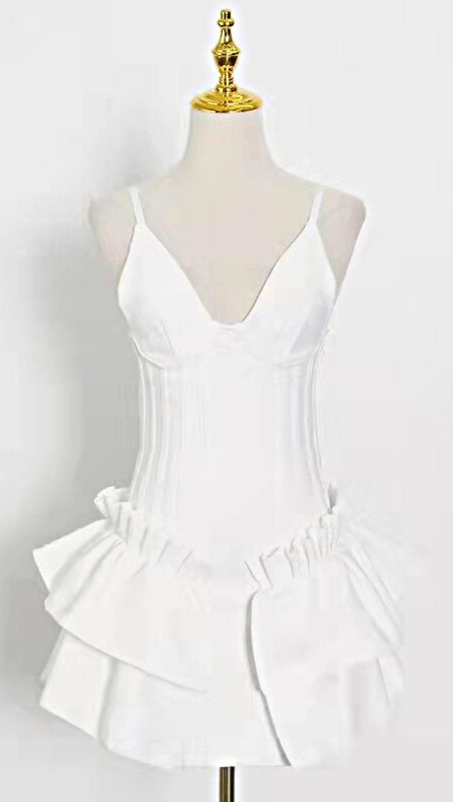 FRILLY BANDAGE MINI DRESS IN WHITE