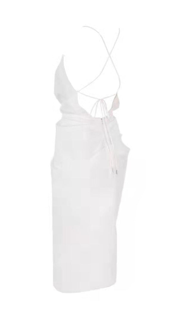 AIIZIE COTTON CROSS BACK WRAP MIDI DRESS IN WHITE - product image