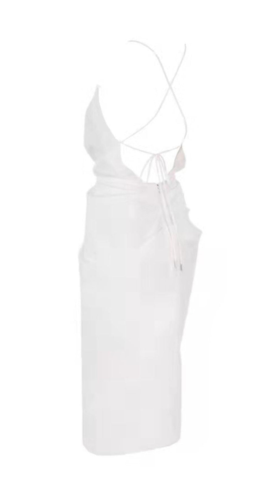 COTTON CROSS BACK WRAP MIDI DRESS IN WHITE