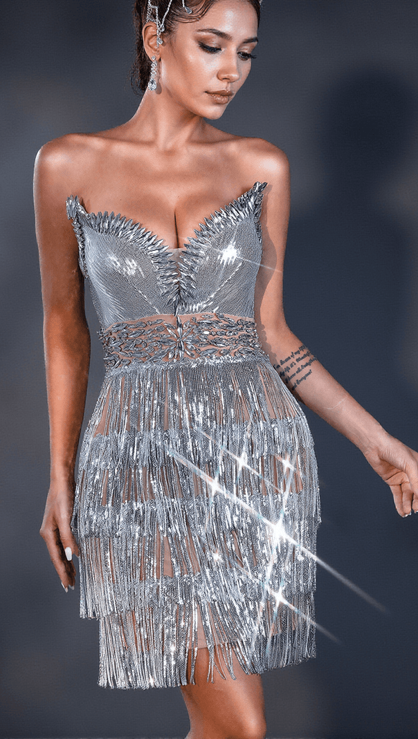 AIIZIE CERYN DIAMOND SEQUIN CORSET DRESS - product image
