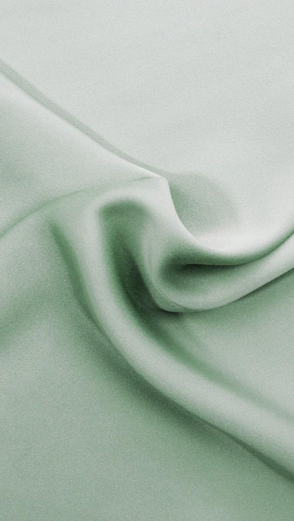 Silky Satin Draped Two Piece Set in Green