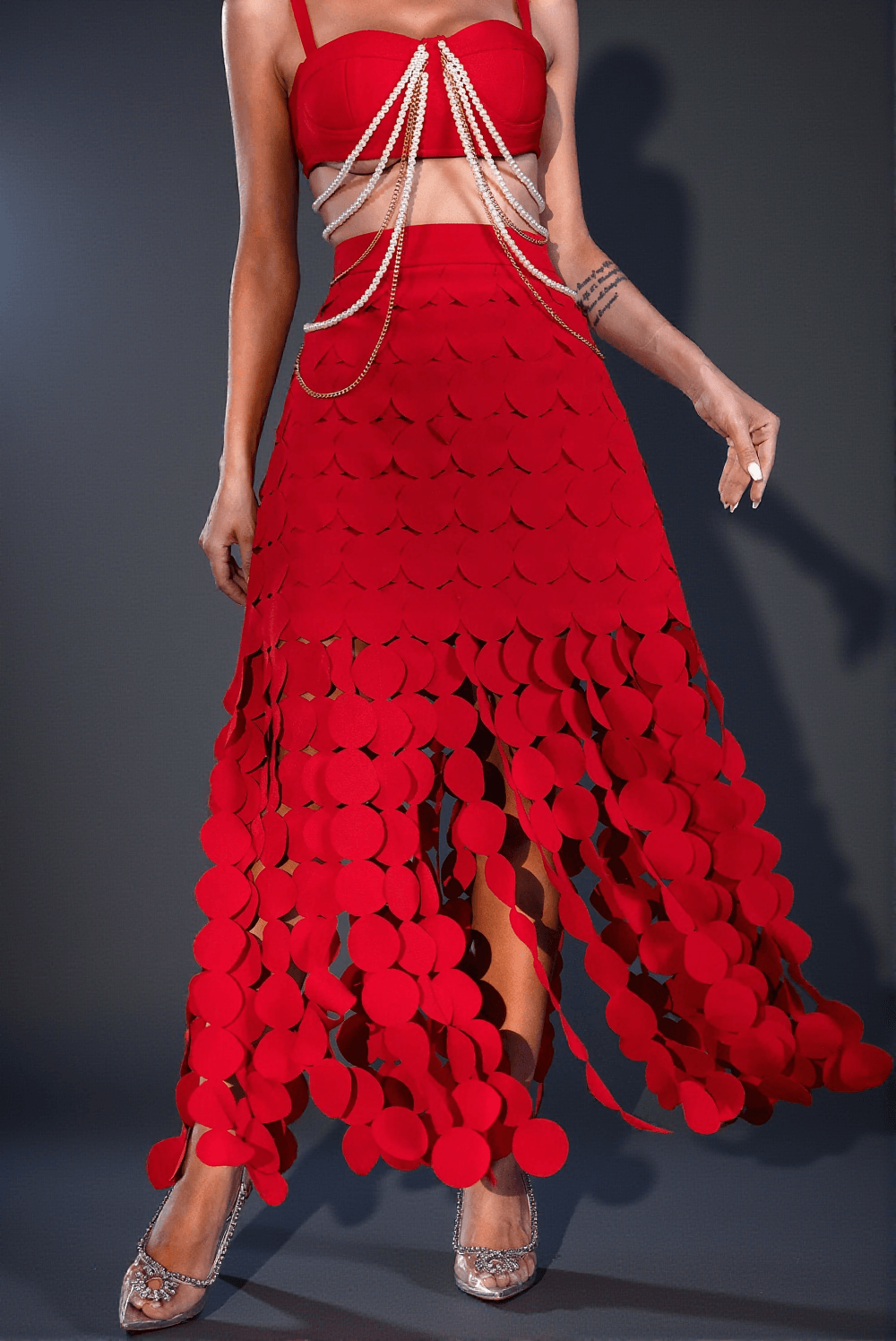 Jelena – Patchworkrock mit Fransen und Blumenmuster