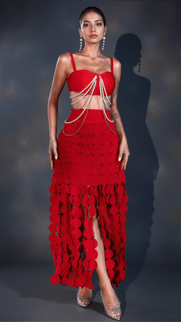 AIIZIE JELENA FRINGE FLORAL PATCHWORK SKIRT - product image