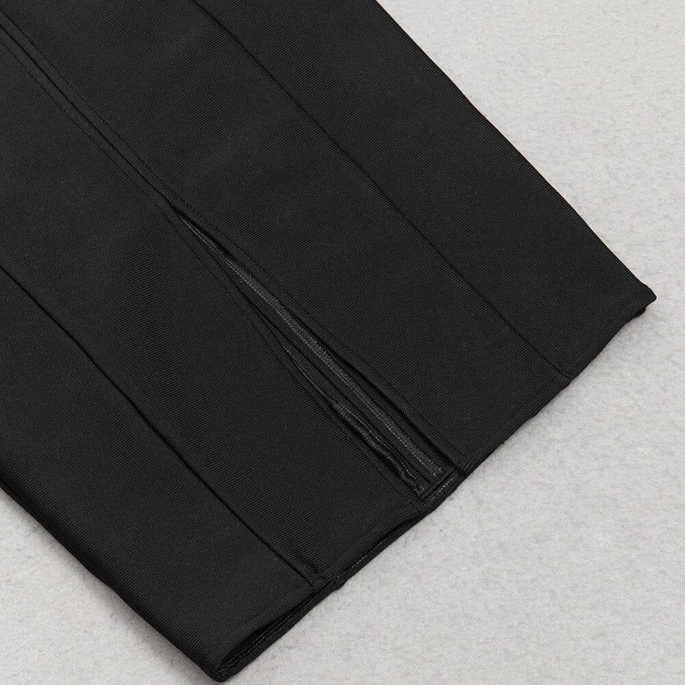 AIIZIE BLACK LONG SLEEVE METAL BUTTONS BANDAGE DRESS - product image