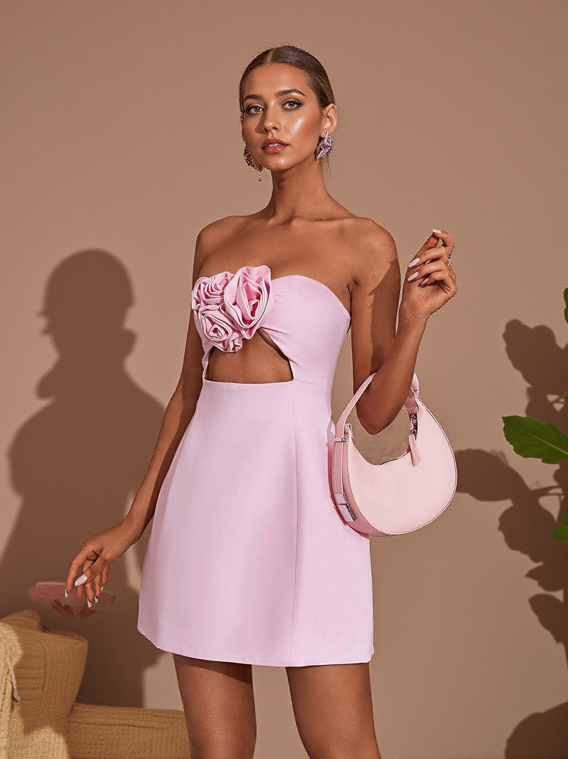 KINSLEY STRAPLESS CUTOUT MINI DRESS