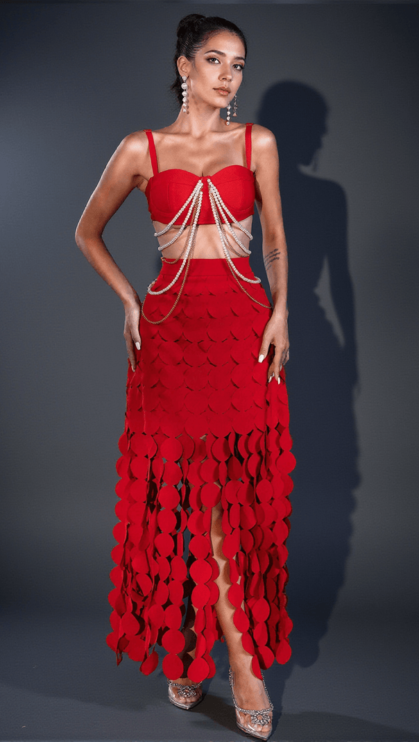 AIIZIE JELENA FRINGE FLORAL PATCHWORK SKIRT - product image