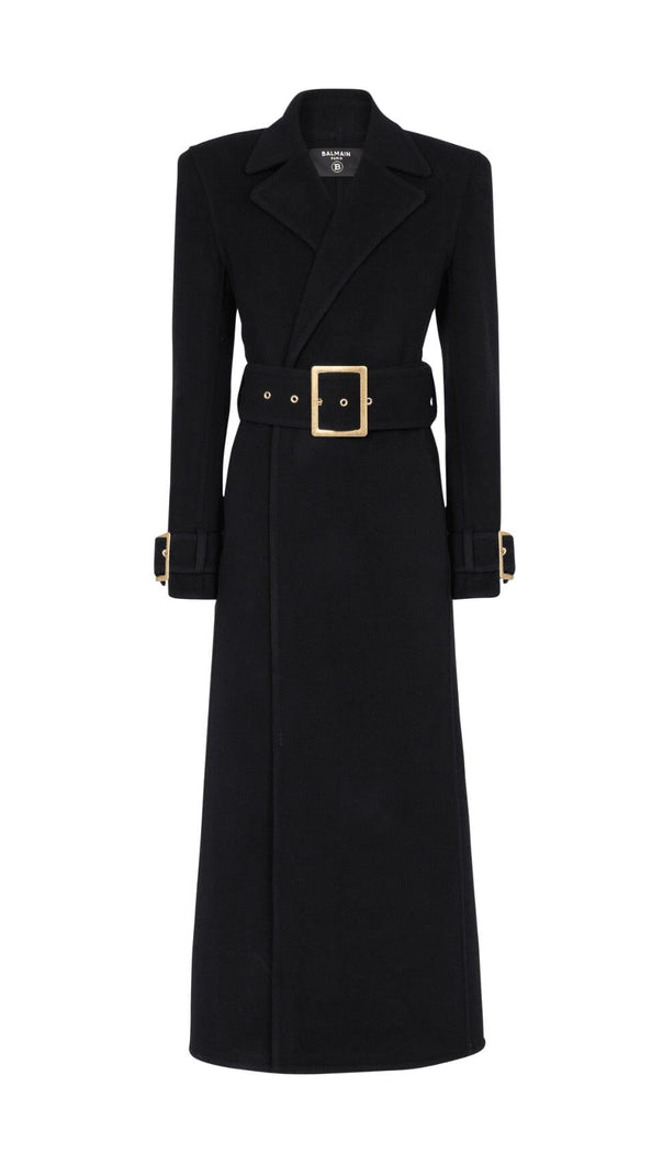 AIIZIE BLACK LONG COAT WITH BELT - product image