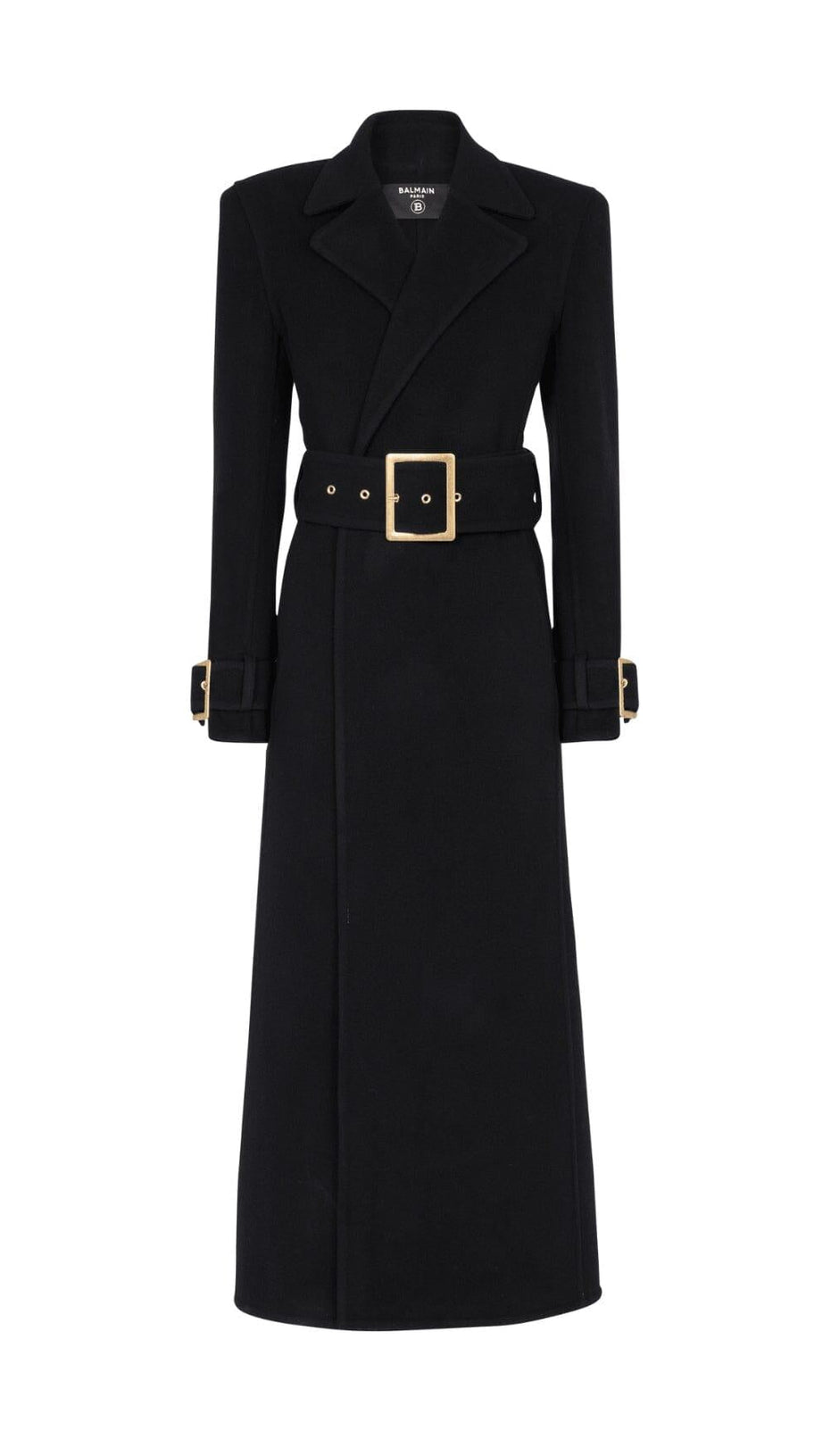 BLACK LONG COAT WITH BELT