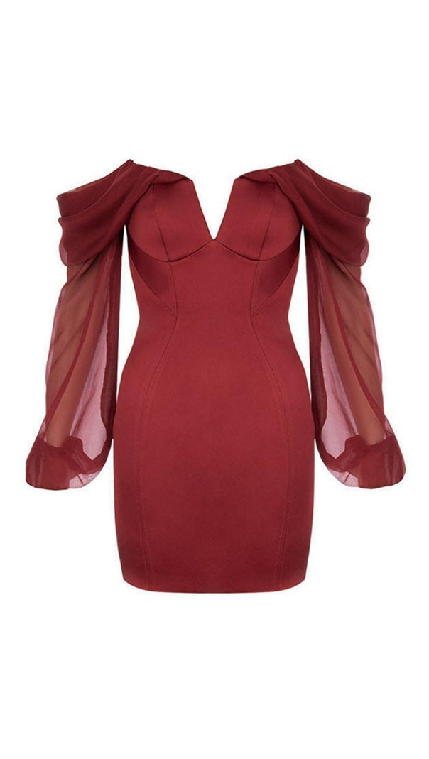 AIIZIE SATIN STRAPLESS MINI DRESS IN WINE RED - product image
