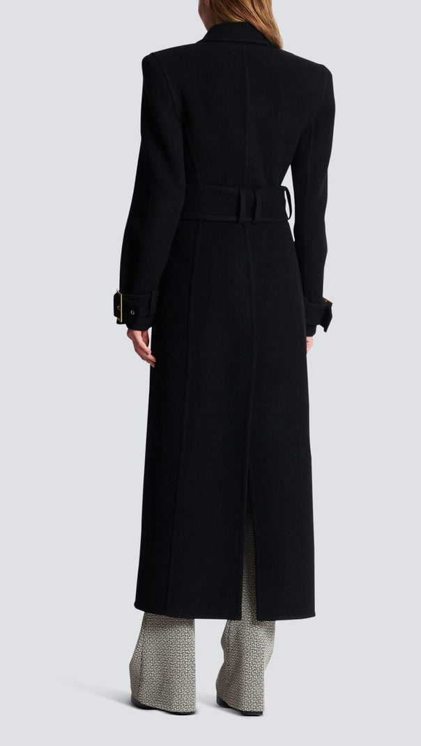 AIIZIE BLACK LONG COAT WITH BELT - product image