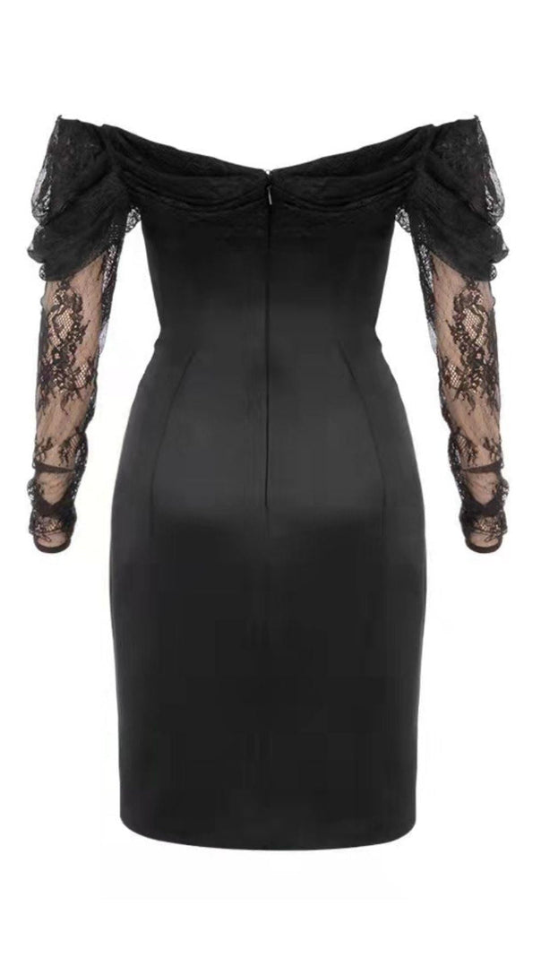 AIIZIE OFF SHOULDER CORSET MIDI DRESS IN BLACK - product image
