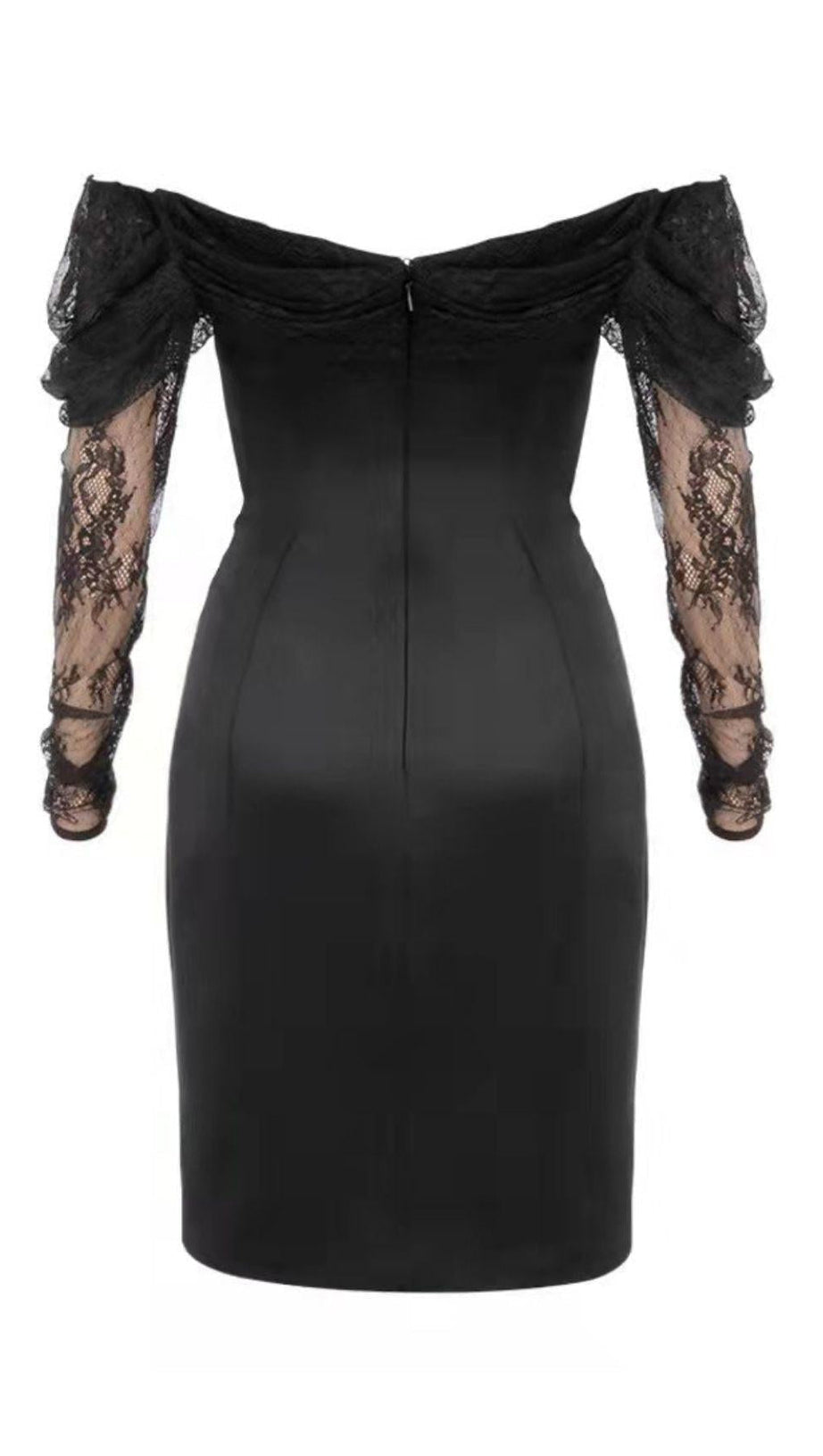 OFF SHOULDER CORSET MIDI DRESS IN BLACK