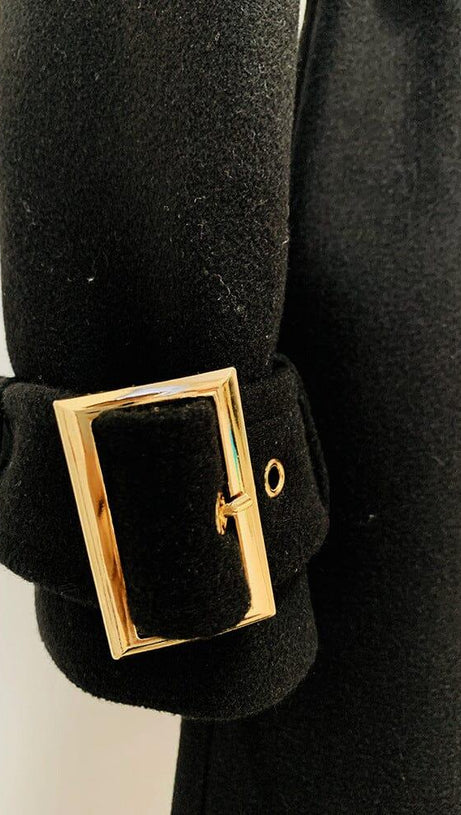 BLACK LONG COAT WITH BELT