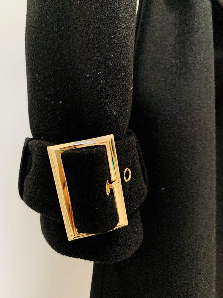 AIIZIE BLACK LONG COAT WITH BELT - product image
