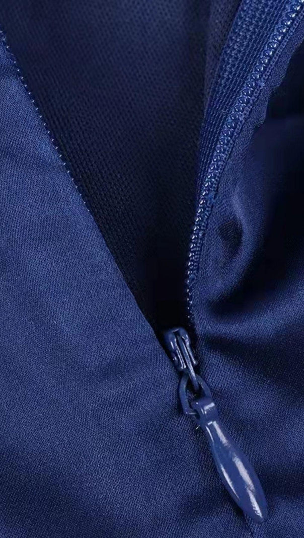 MINI ABITO SENZA SPALLINE IN RASO BLU SCURO