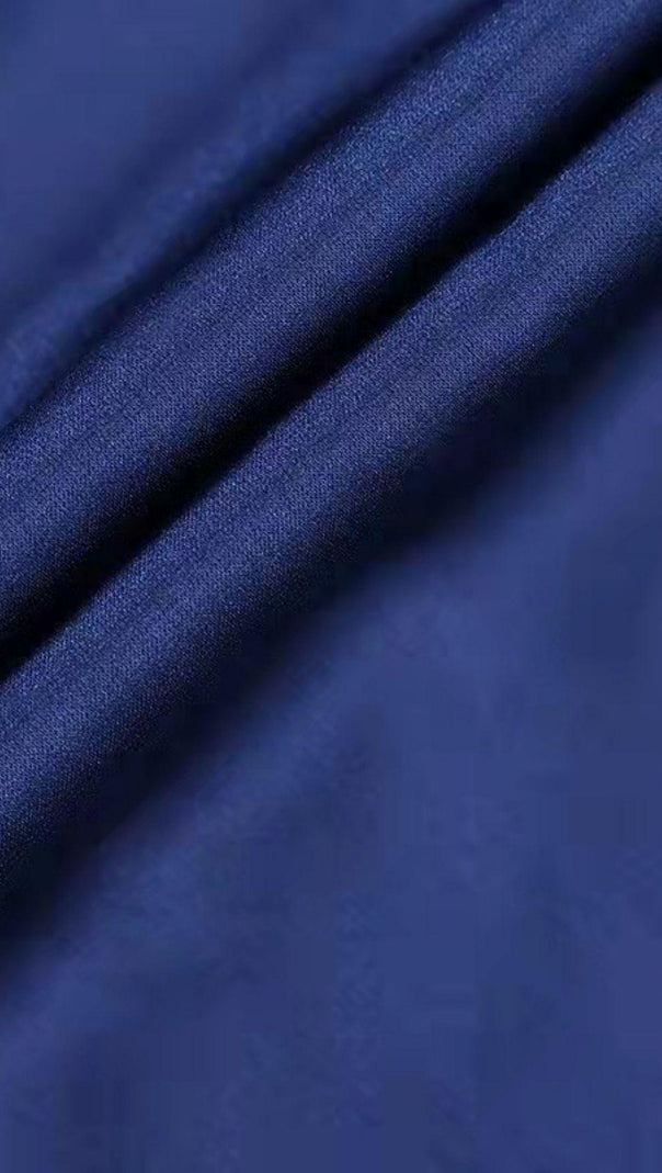 MINI ABITO SENZA SPALLINE IN RASO BLU SCURO