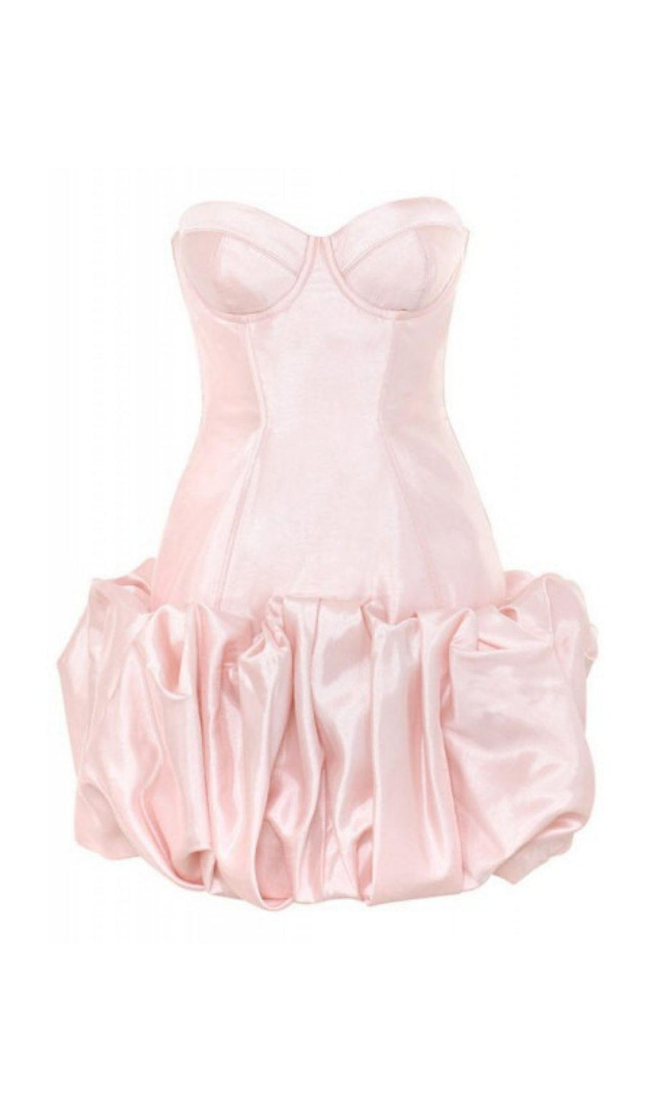 MINI ABITO SENZA SPALLINE IN RASO ROSA
