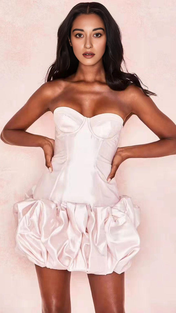 AIIZIE SATIN STRAPLESS MINI DRESS IN PINK - product image
