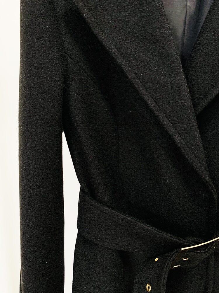 AIIZIE BLACK LONG COAT WITH BELT - product image