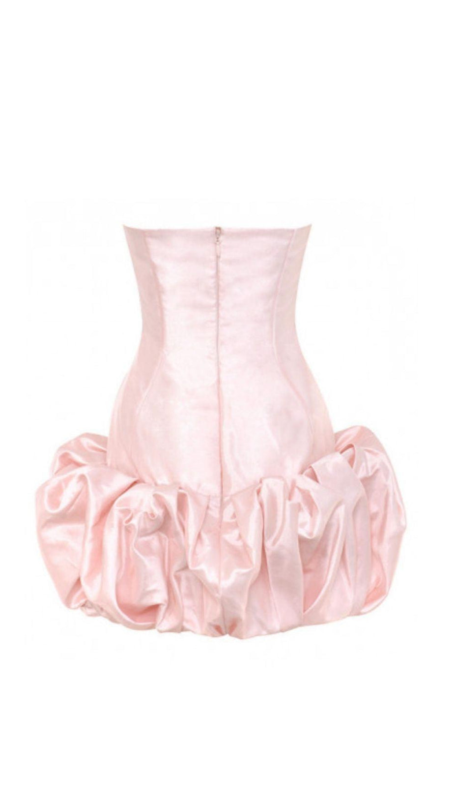 SATIN STRAPLESS MINI DRESS IN PINK