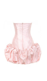 SATIN STRAPLESS MINI DRESS IN PINK