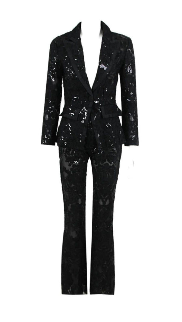AIIZIE BLACK LACE BLAZER AND PANTS - product image