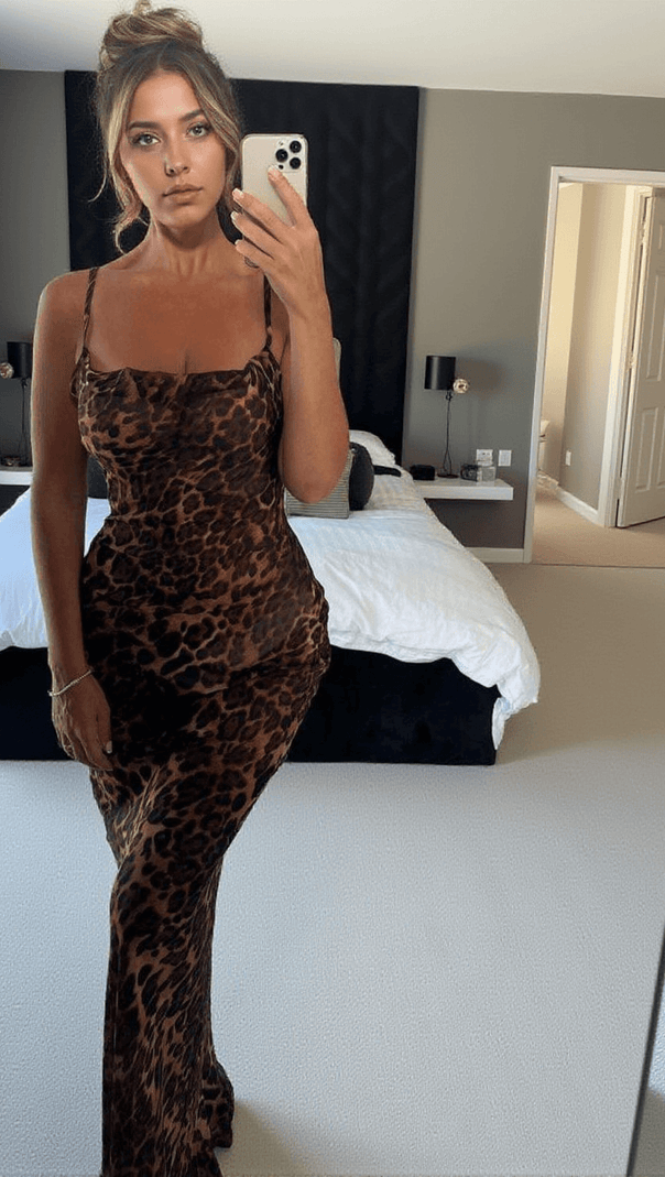 AIIZIE MELANY LEOPARD PRINT SPAGHETTI MAXI DRESS - product image