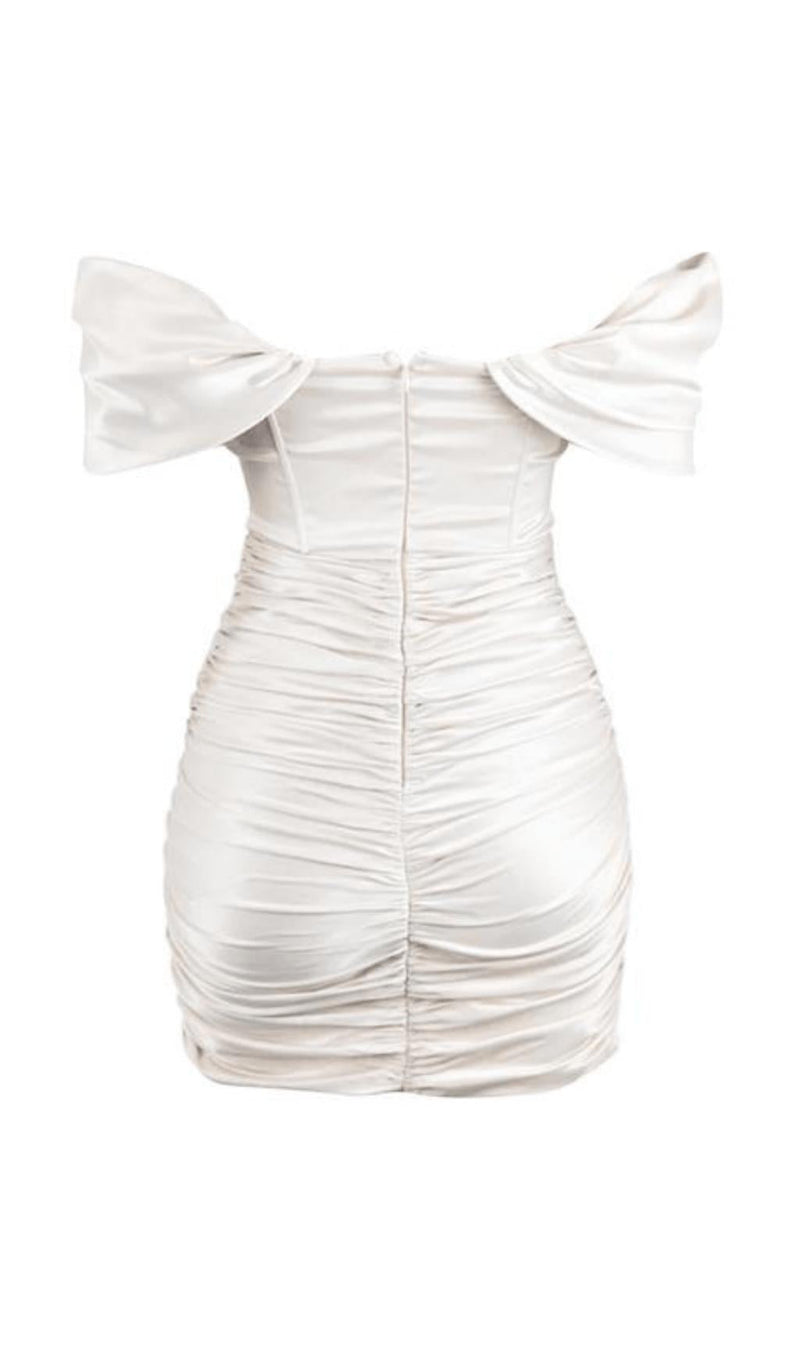 TUBE TOP PLEATED SKIRT IN IVORY